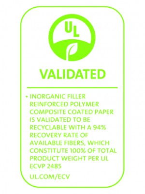 UL Certificate of inorganic filler reinforced polymer composite coated pape