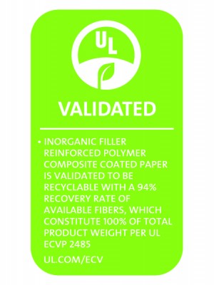 UL Certificate of inorganic filler reinforced polymer composite coated pape